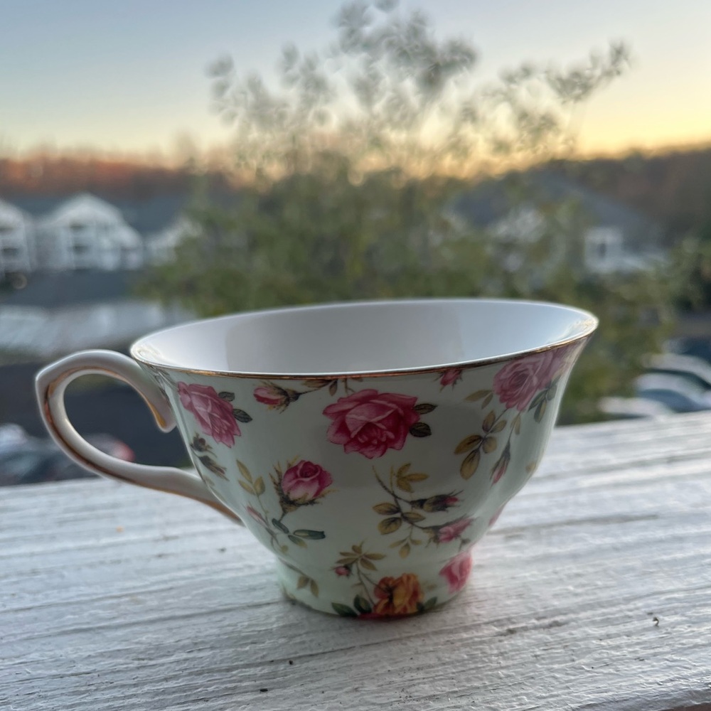 Gracie China by Coastline Imports Mint Floral tea cup